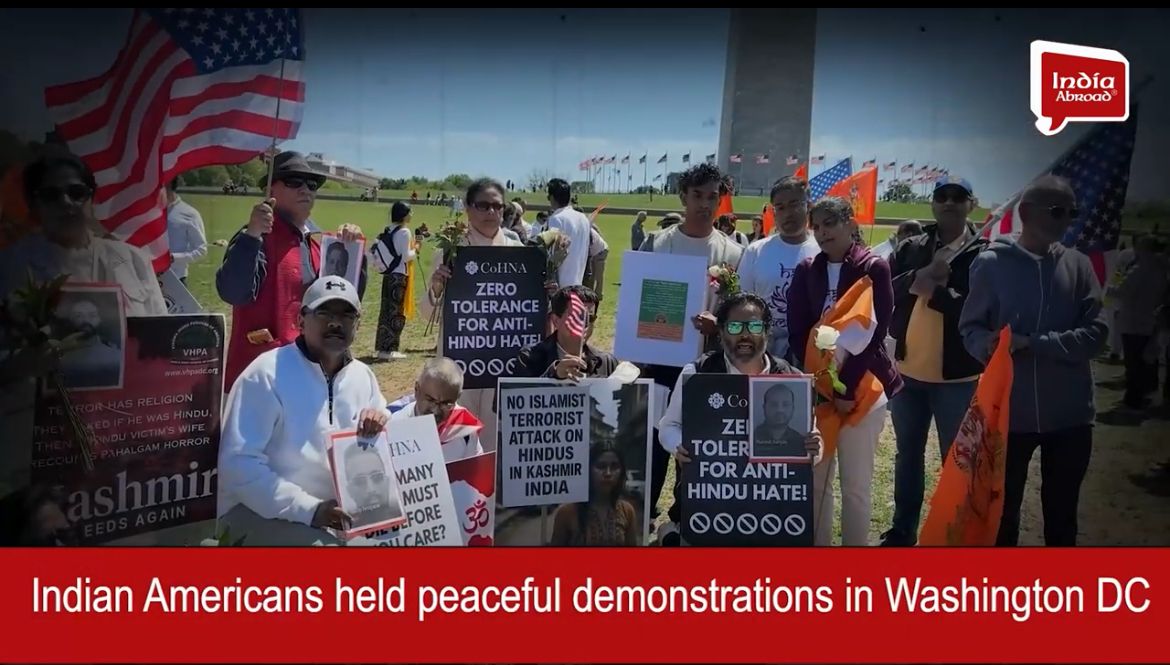 Indians Americans Hold Peaceful protest against Pakistan over Pahalgam terror Attack in Washington Dc